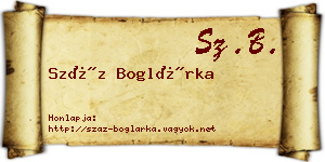 Száz Boglárka névjegykártya